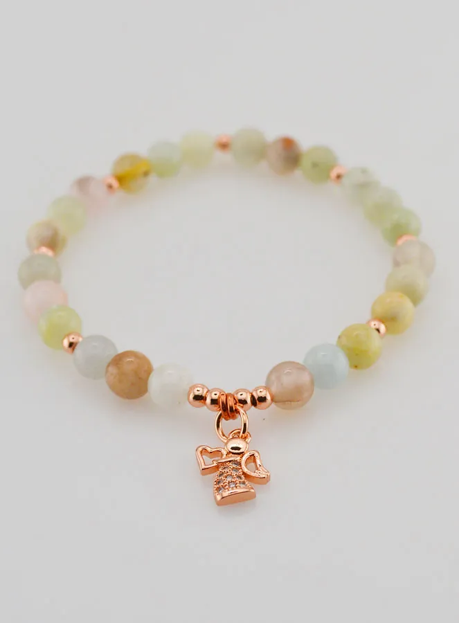 Natural Stone Bracelet – Morganite and Guardian Angel (pic 2)