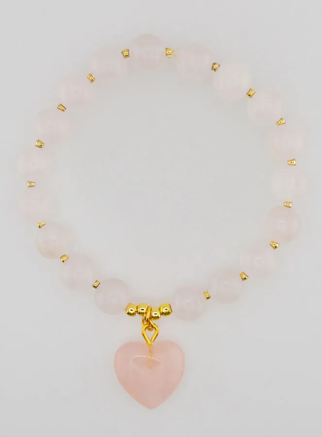 Gemstone Heart Bracelet – Rose Quartz (pic 1)