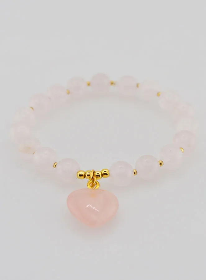 Gemstone Heart Bracelet – Rose Quartz (pic 2)