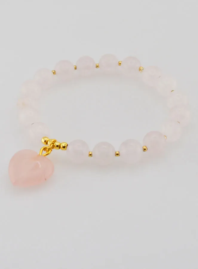 Gemstone Heart Bracelet – Rose Quartz (pic 3)