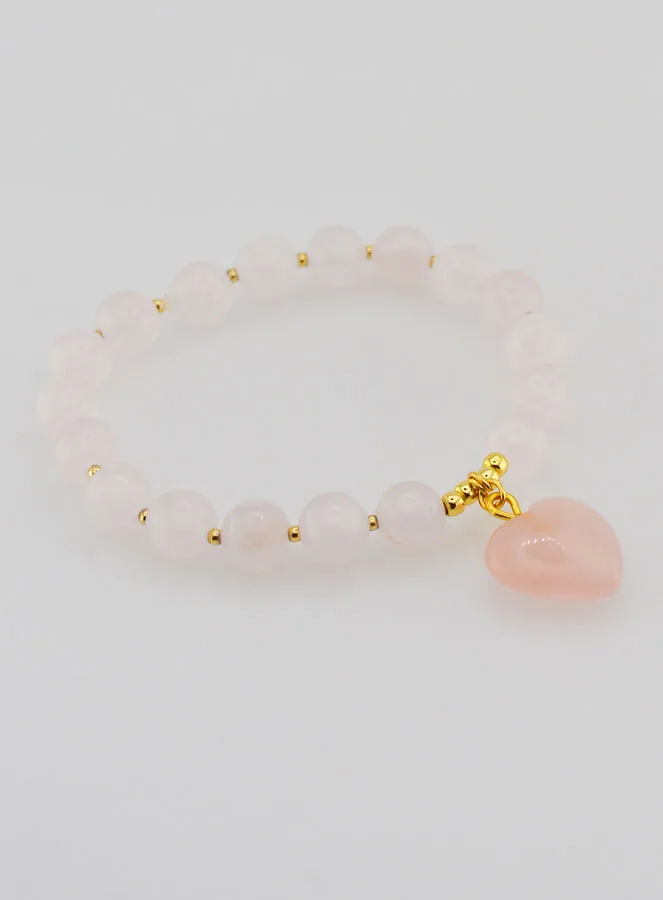 Gemstone Heart Bracelet – Rose Quartz (pic 4)