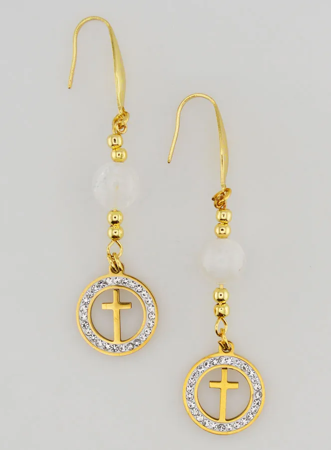 Earrings – Moonstone and Cross (pic 1)