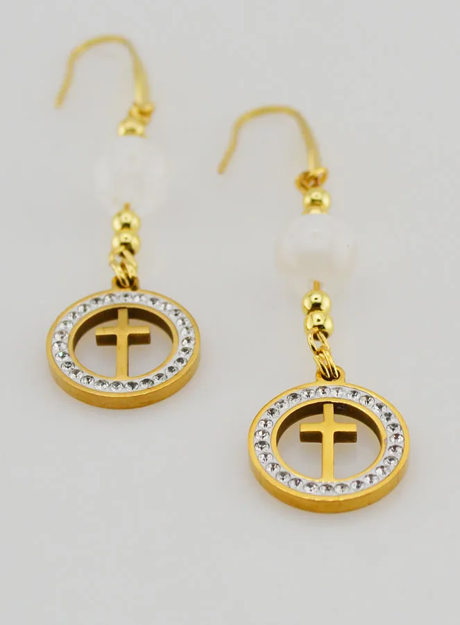 Earrings – Moonstone and Cross (pic 2)