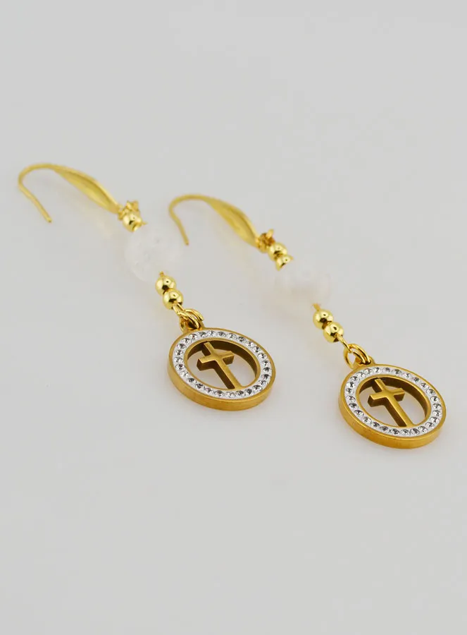 Earrings – Moonstone and Cross (pic 3)