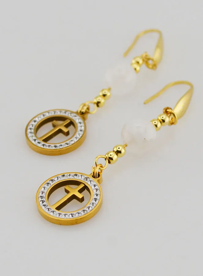 Earrings – Moonstone and Cross (pic 4)