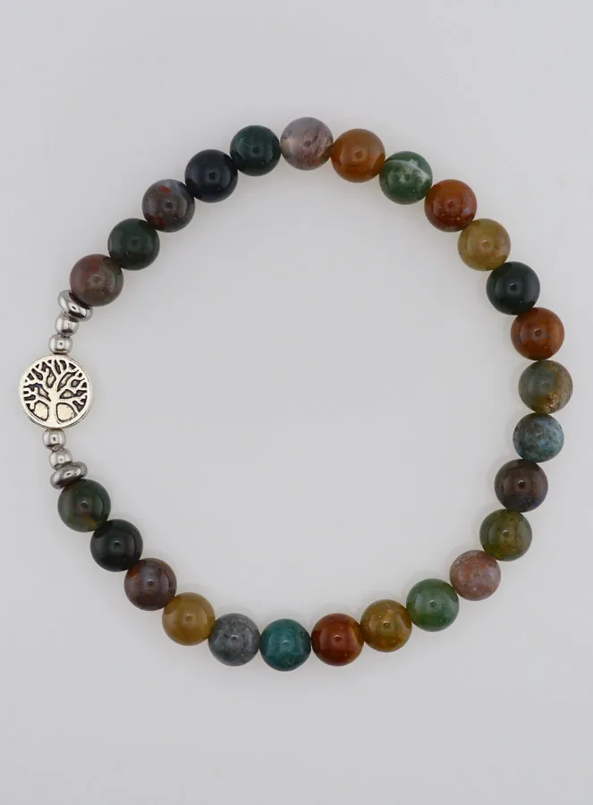 Gemstone Bracelet – Indian Agate and Tree of Life (pic 1)