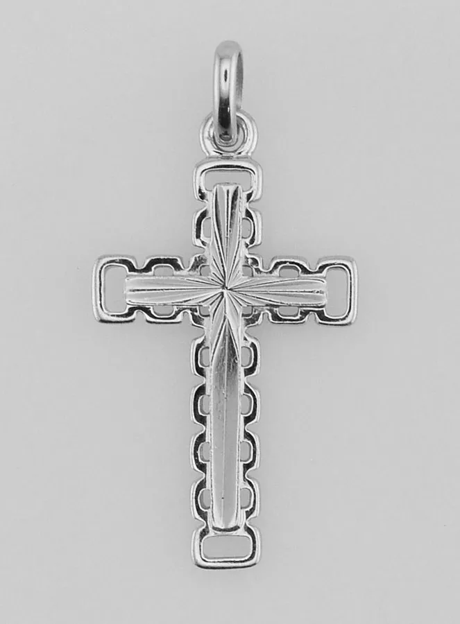 Carved and Openwork Silver Cross Pendant (pic 1)