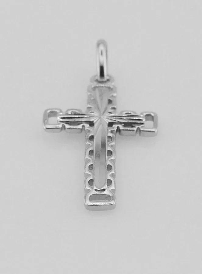 Carved and Openwork Silver Cross Pendant (pic 2)