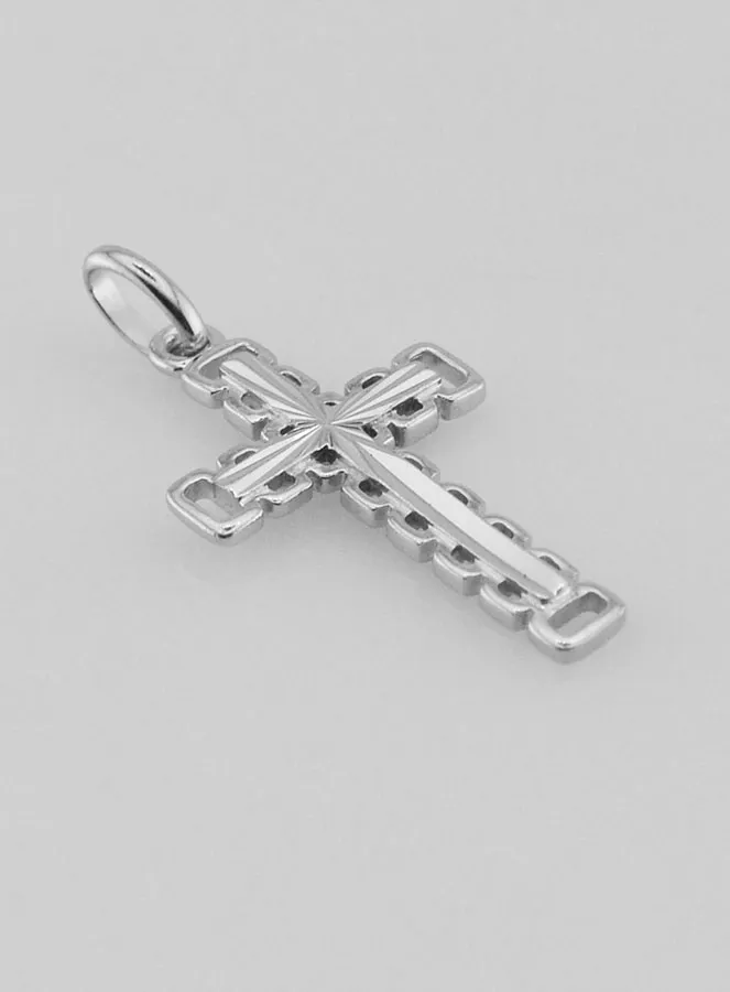 Carved and Openwork Silver Cross Pendant (pic 3)