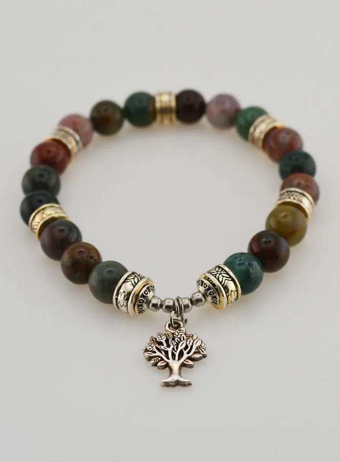 Indian Agate Bracelet with Tree of Life (pic 2)