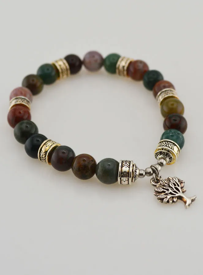 Indian Agate Bracelet with Tree of Life (pic 3)