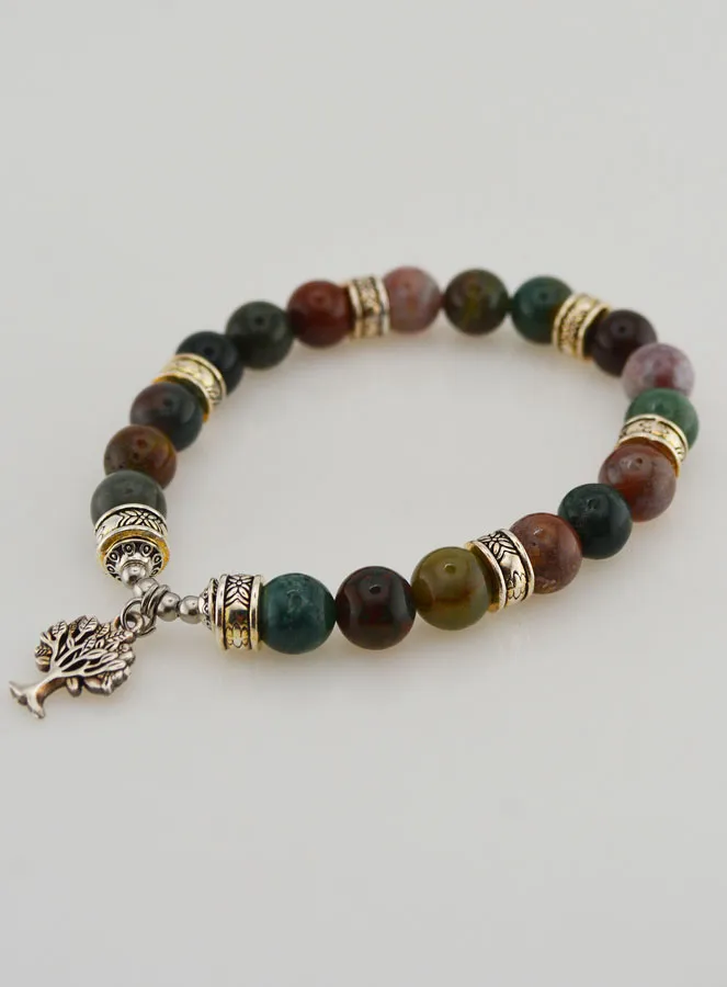 Indian Agate Bracelet with Tree of Life (pic 4)