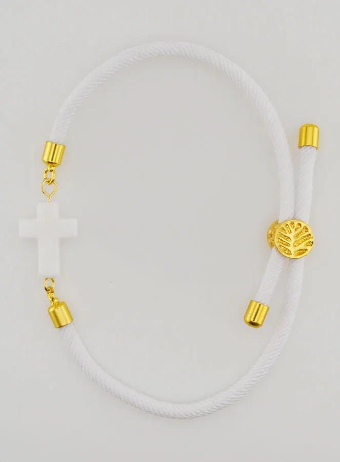 Religious Bracelet with Cross – White (pic 1)