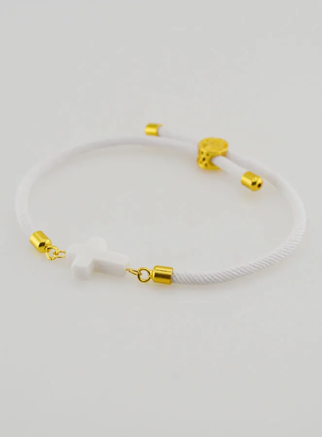 Religious Bracelet with Cross – White (pic 3)