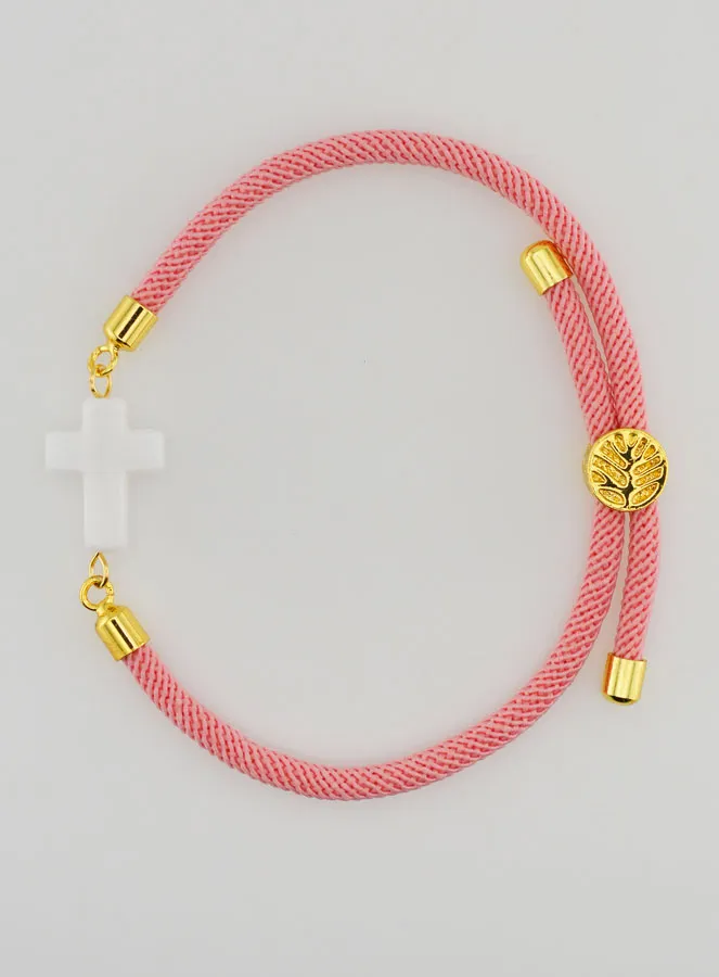 Religious Bracelet with Cross – Pink (pic 1)