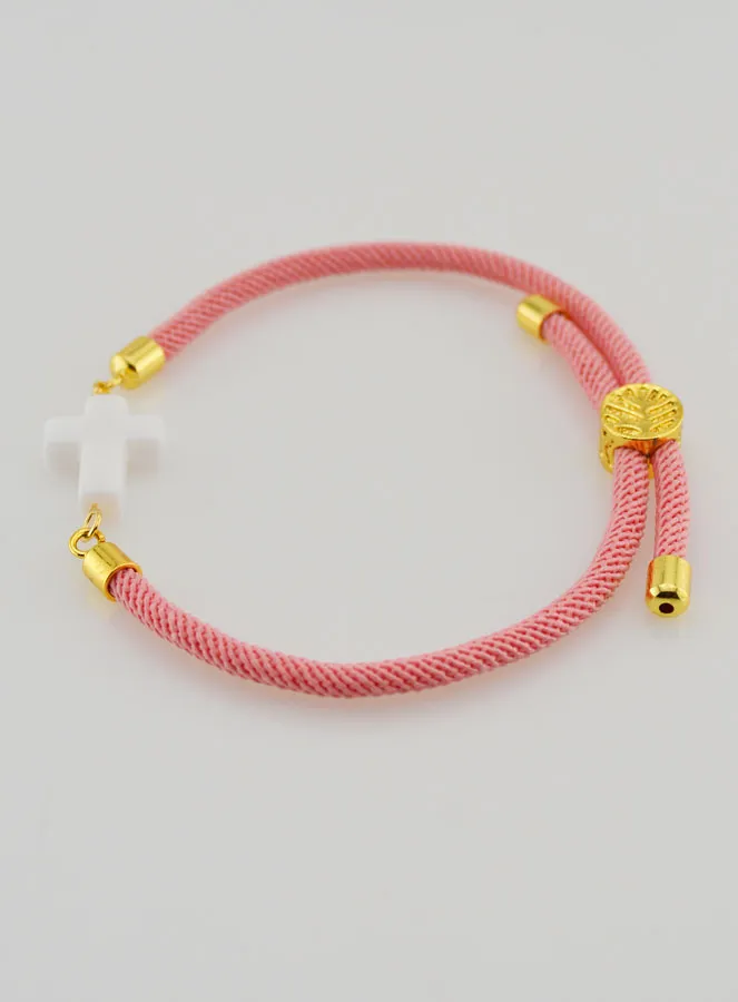 Religious Bracelet with Cross – Pink (pic 2)