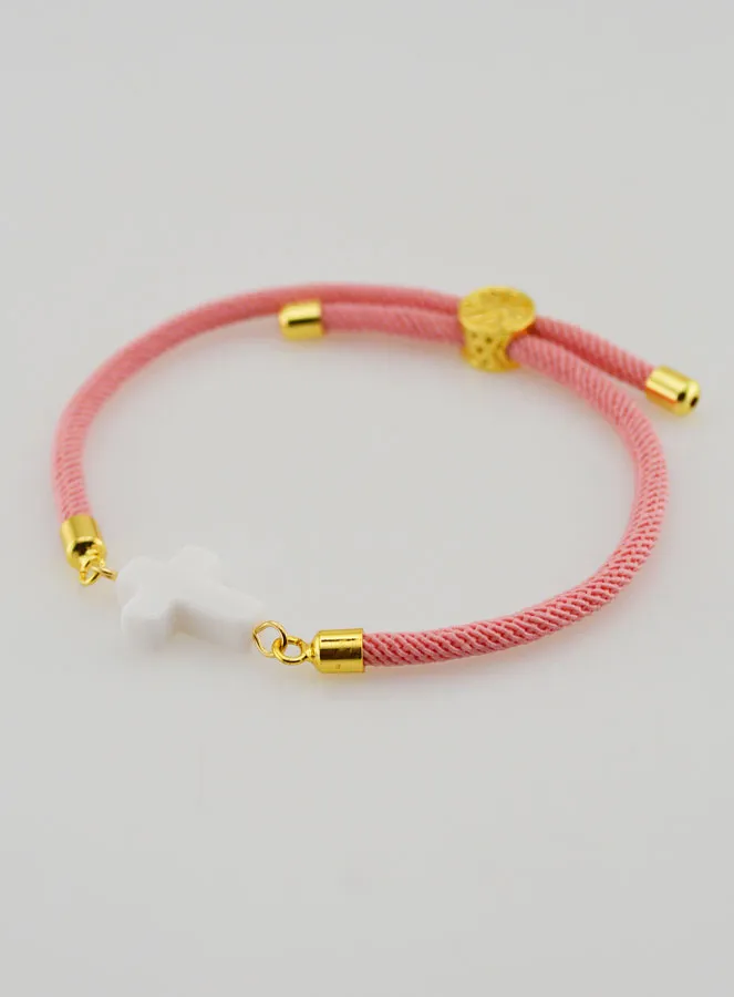 Religious Bracelet with Cross – Pink (pic 3)