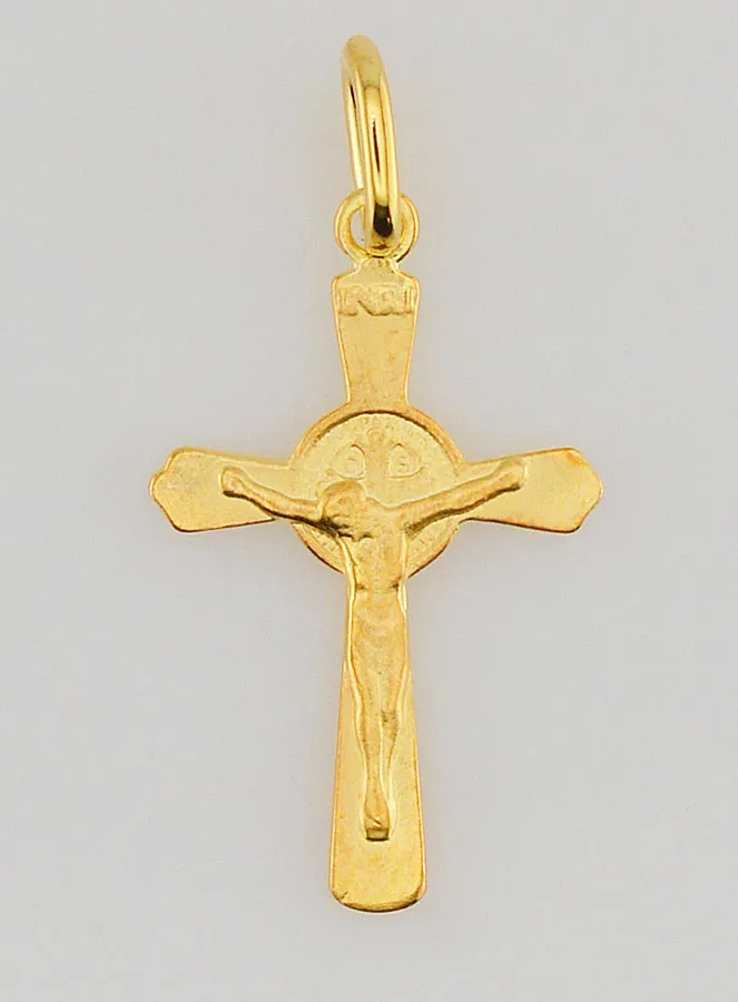 Gold-Plated St Benedict’s Cross Pendant – 22mm (pic 1)