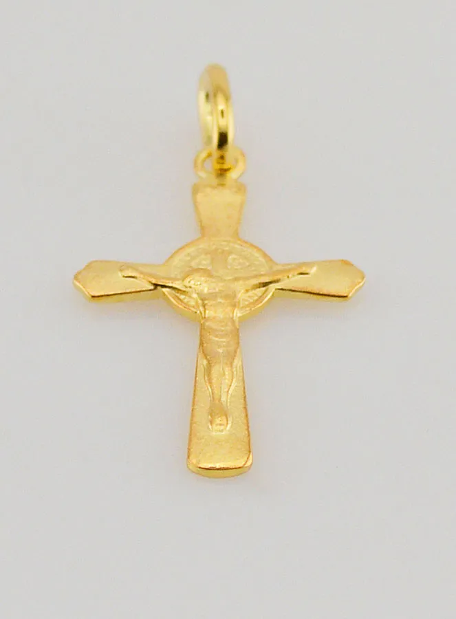Gold-Plated St Benedict’s Cross Pendant – 22mm (pic 2)