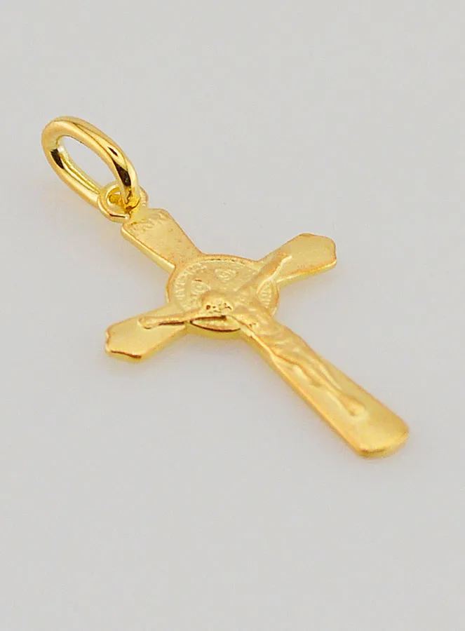 Gold-Plated St Benedict’s Cross Pendant – 22mm (pic 3)