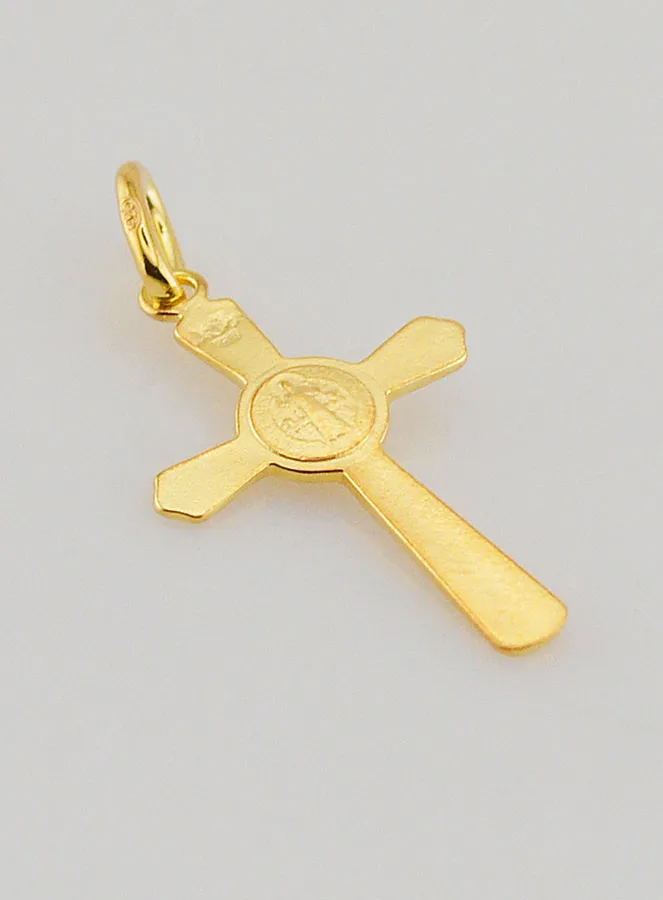 Gold-Plated St Benedict’s Cross Pendant – 22mm (pic 4)