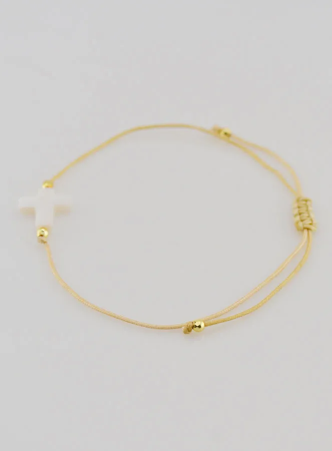 Bracelet with Cross - Beige (pic 2)