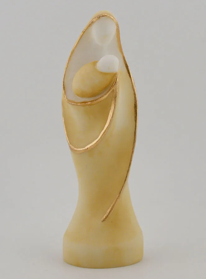 Painted Alabaster Statue of the Virgin Mary and Child – 12cm (pic 1)