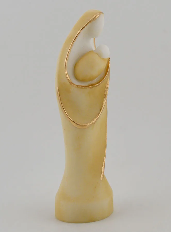 Painted Alabaster Statue of the Virgin Mary and Child – 12cm (pic 3)