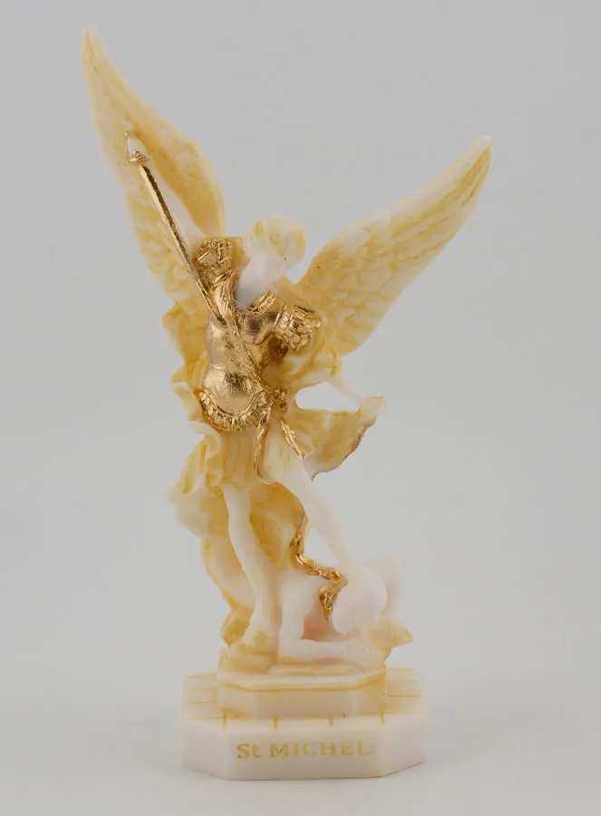 Painted Alabaster Statue of Saint Michael – 12cm (pic 1)