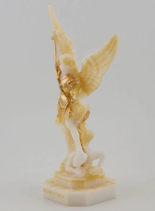 Painted Alabaster Statue of Saint Michael – 12cm (pic 2)