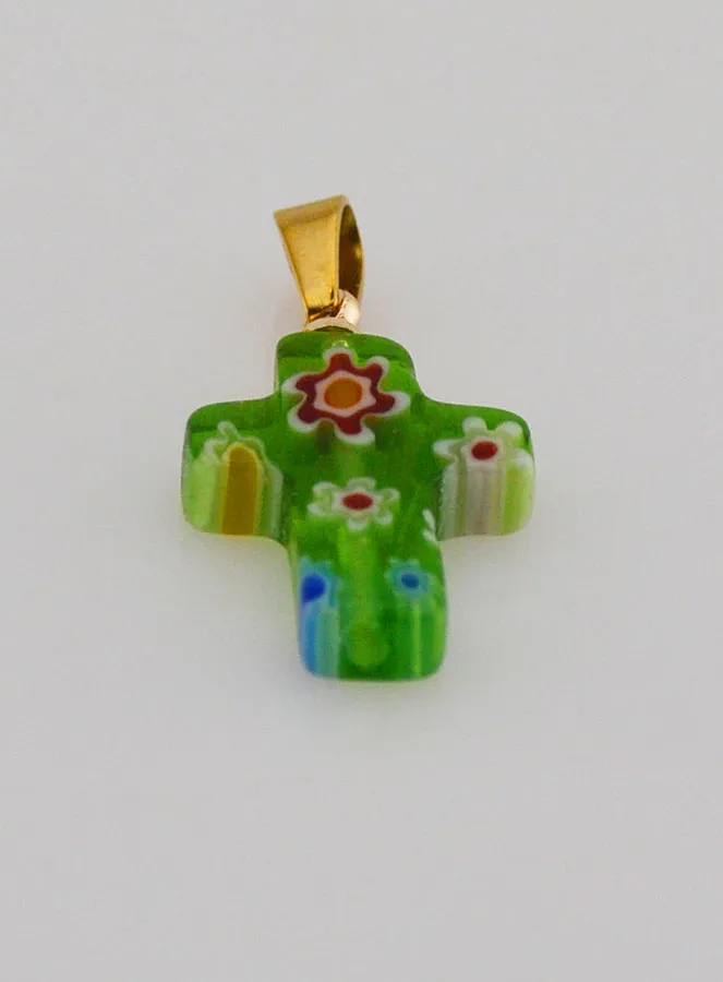 Handcrafted Glass Cross Pendant – Green (pic 2)