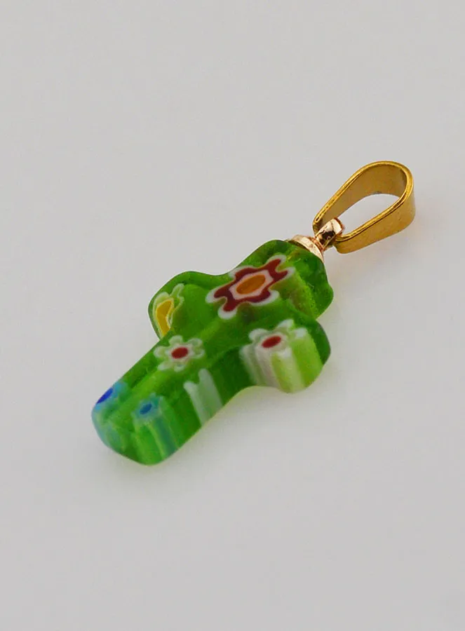 Handcrafted Glass Cross Pendant – Green (pic 4)