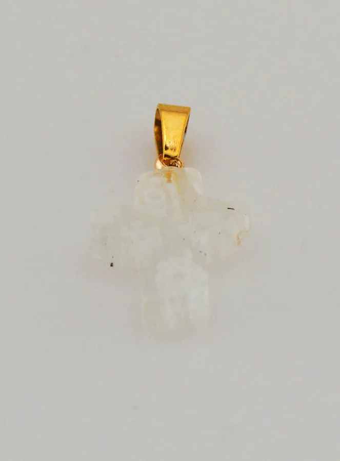 Handcrafted Glass Cross Pendant - White (pic 2)