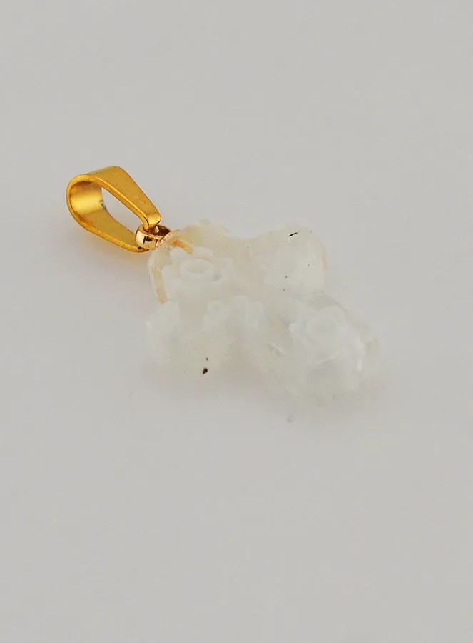 Handcrafted Glass Cross Pendant - White (pic 3)