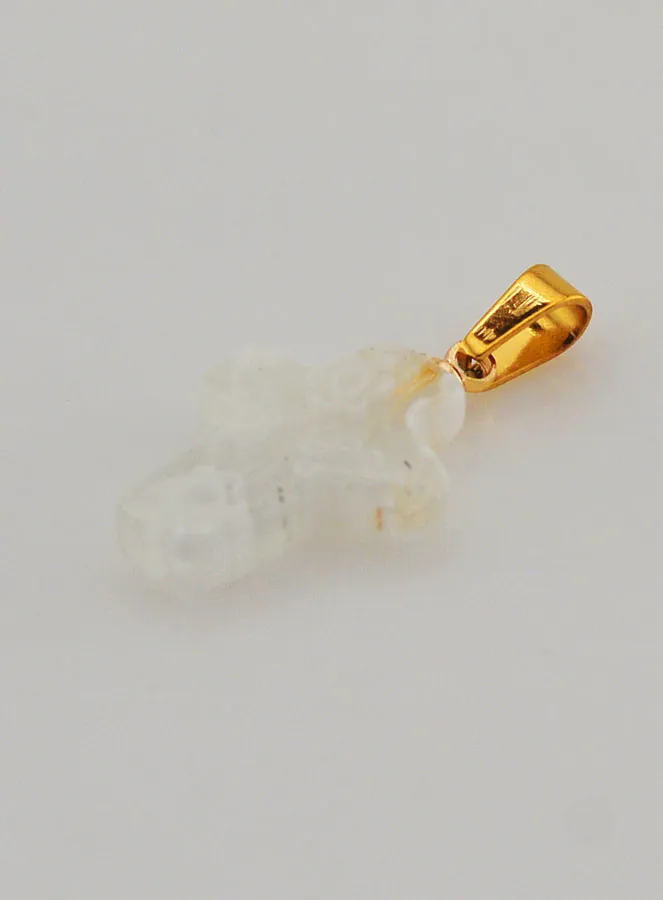 Handcrafted Glass Cross Pendant - White (pic 4)
