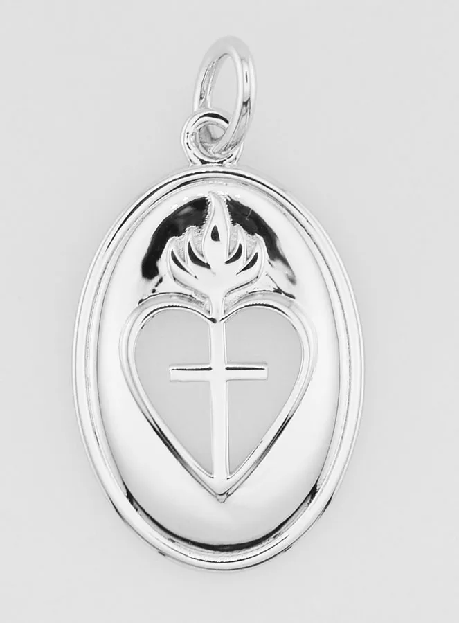 Rhodium-plated brass cross and ex-voto pendant (pic 1)