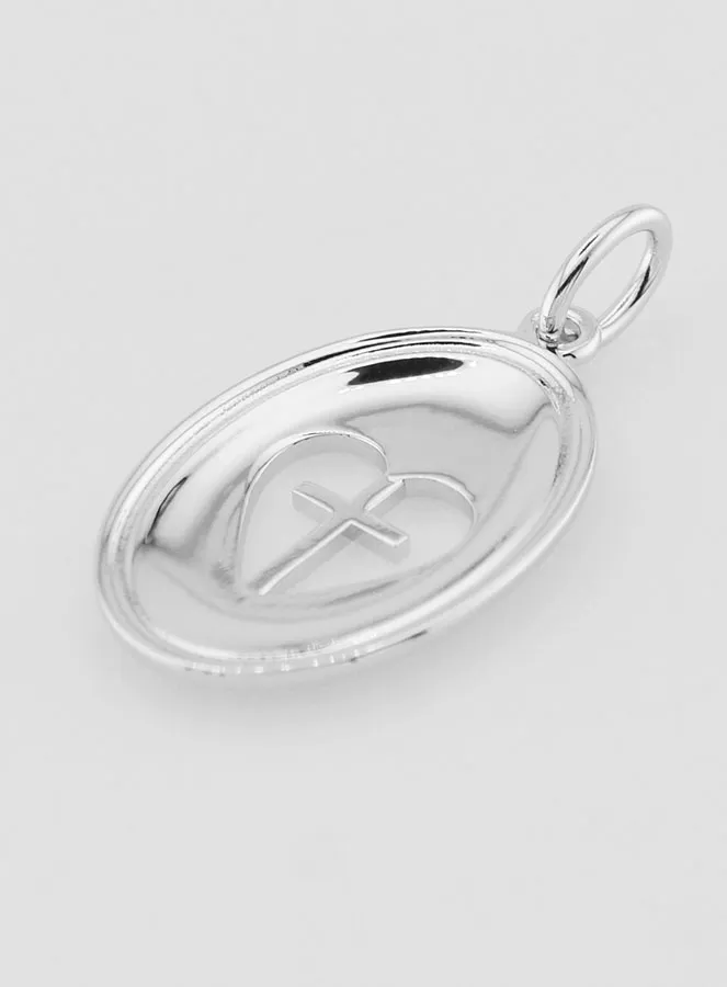 Rhodium-plated brass cross and ex-voto pendant (pic 4)