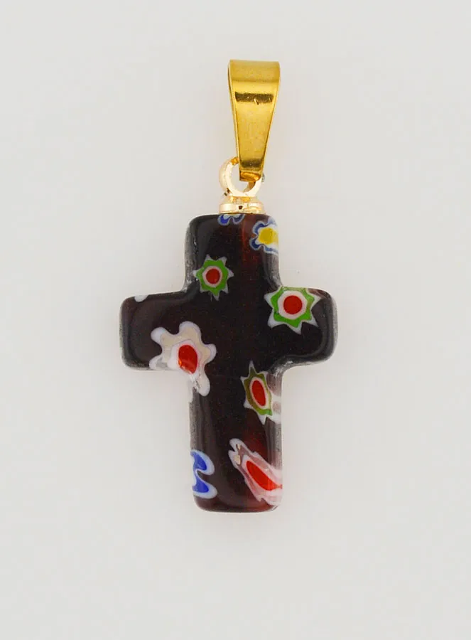 Handcrafted Glass Cross Pendant – Black (pic 1)