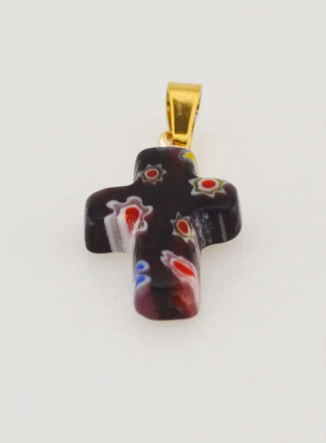 Handcrafted Glass Cross Pendant – Black (pic 2)