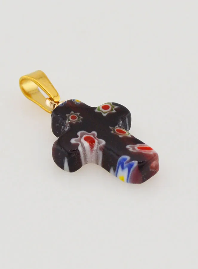Handcrafted Glass Cross Pendant – Black (pic 3)
