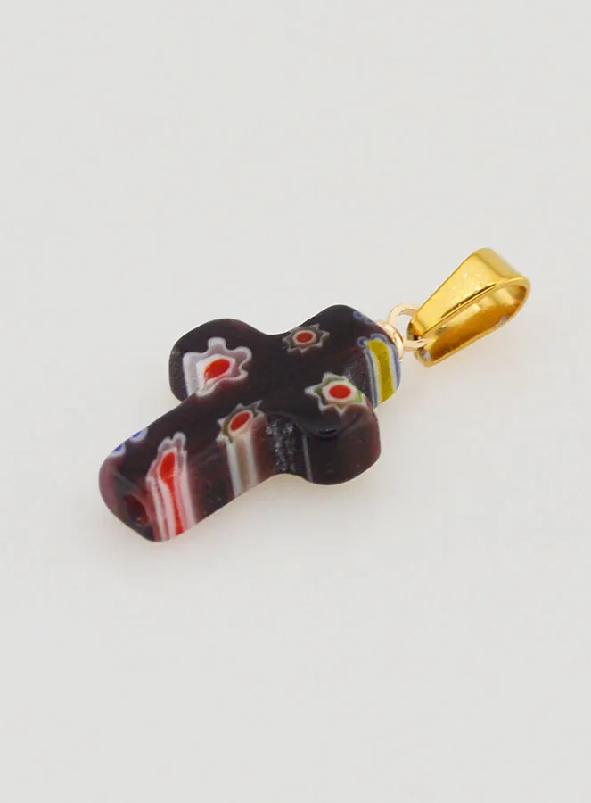 Handcrafted Glass Cross Pendant – Black (pic 4)