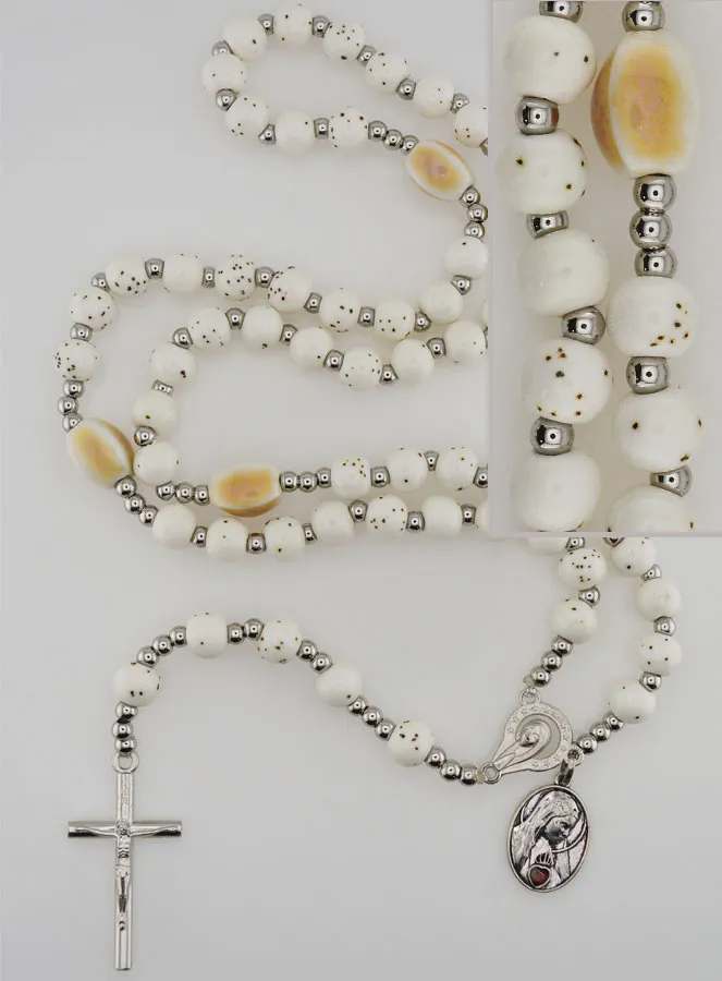 Elastic Ceramic Rosary – Sacred Heart of Mary (pic 1)