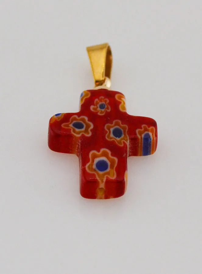 Handcrafted Glass Cross Pendant - Red (pic 2)