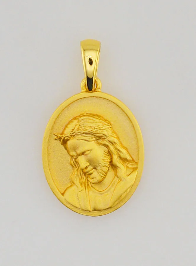 18k Gold-Plated Silver Jesus Medal – 16mm (pic 1)