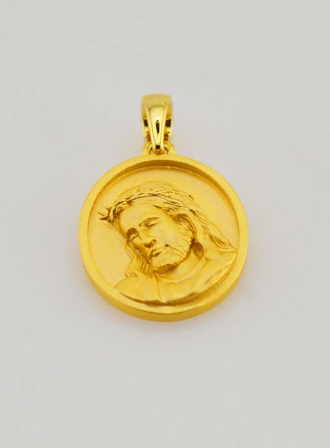 18k Gold-Plated Silver Jesus Medal – 16mm (pic 2)