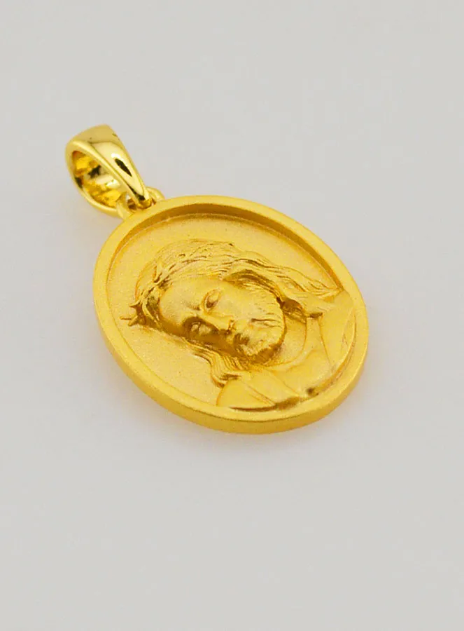 18k Gold-Plated Silver Jesus Medal – 16mm (pic 3)