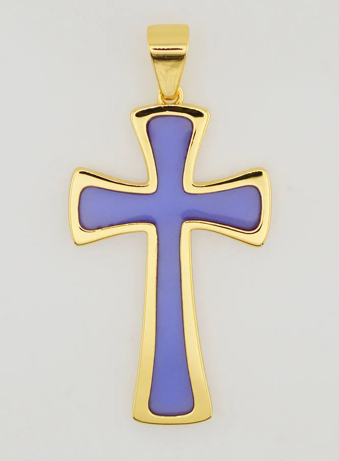 Cross Pendant 4cm - Purple (pic 1)