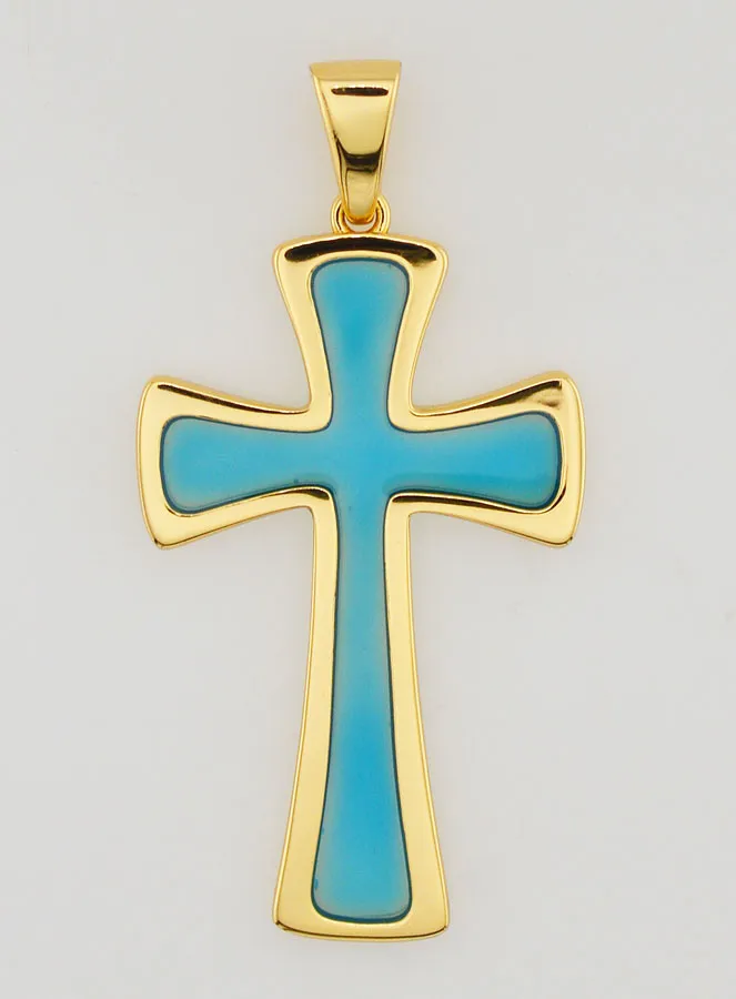 4cm Cross Pendant - Turquoise Blue (pic 1)