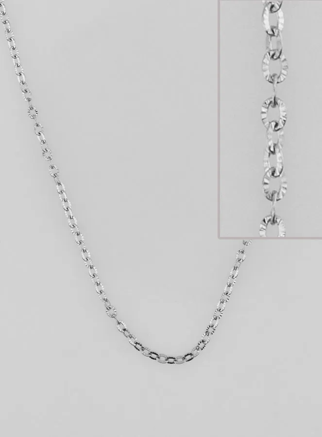 Silvery Necklace with Fancy Cable Trace Chain – 50cm (pic 1)