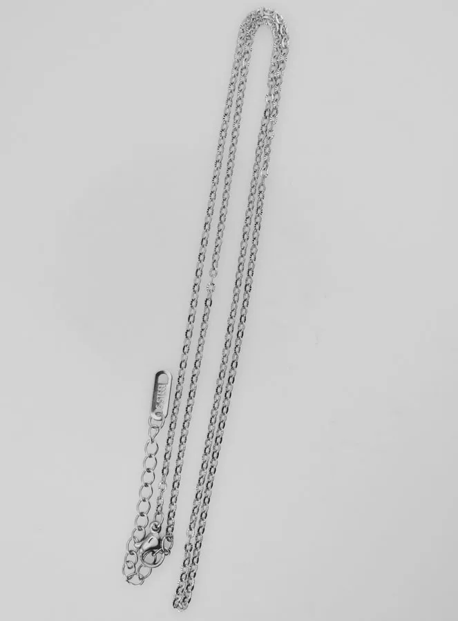 Silvery Necklace with Fancy Cable Trace Chain – 50cm (pic 2)